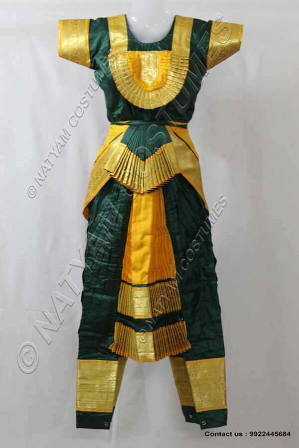 bharatanatyam dress – dark green and yellow