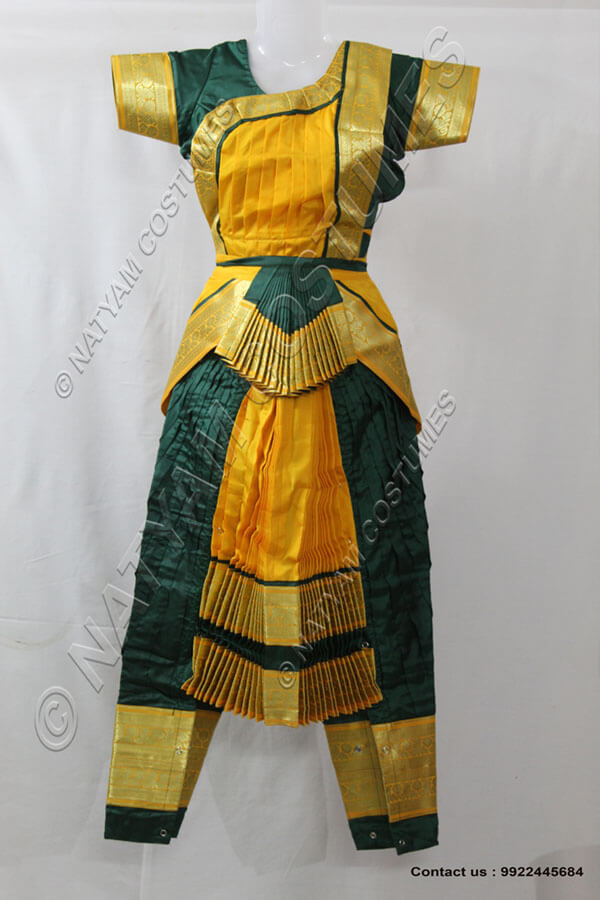 bharatanatyam dress – dark green and yellow
