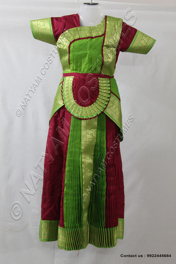 Brown and Light Green bharatanatyam dress