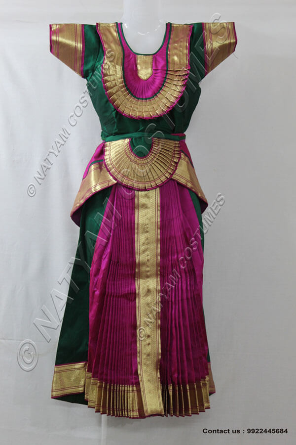 Green and Magenta bharatanatyam dress