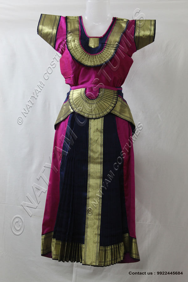 Magenta and Navy Blue bharatanatyam dress