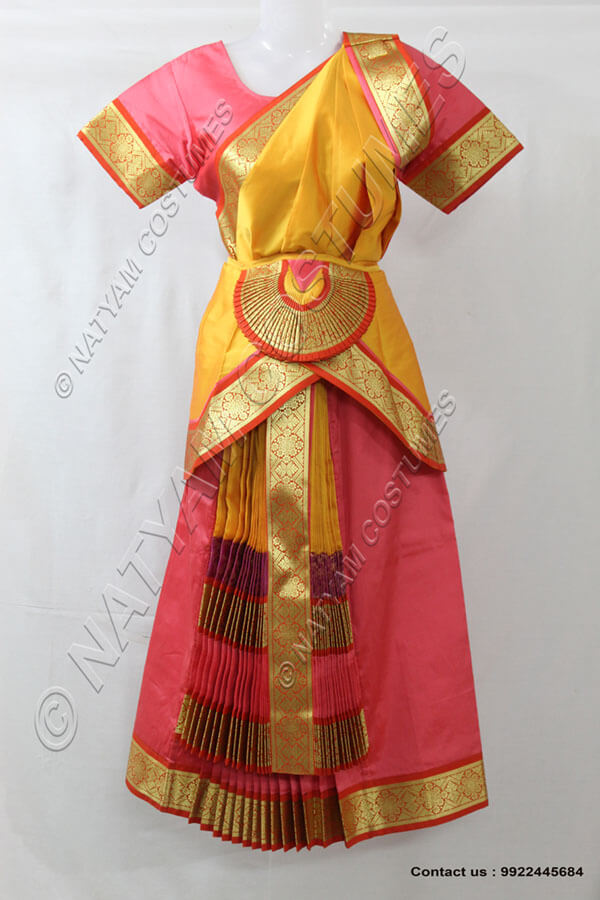 Pink and Yellow bharatanatyam dress