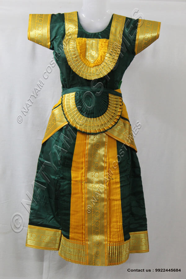 Dark Green and Yellow bharatanatyam dress